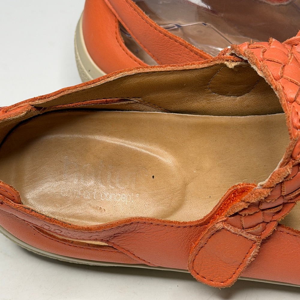 Hotter Shoes Womens Sz 10 Shake Orange Leather Mary Jane Comfort Braided Strap - Picture 7 of 9